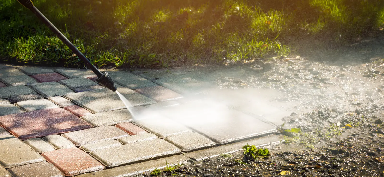 Pressure washing yard