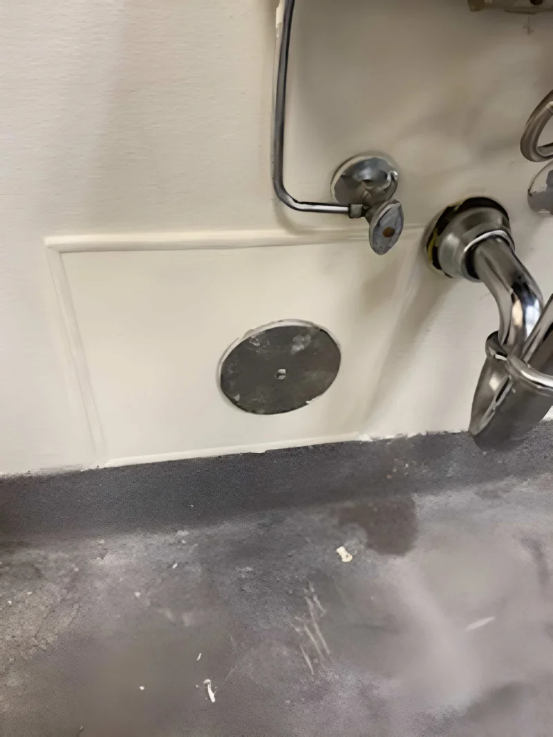 Bathroom toilet shut off valve with drywall repair